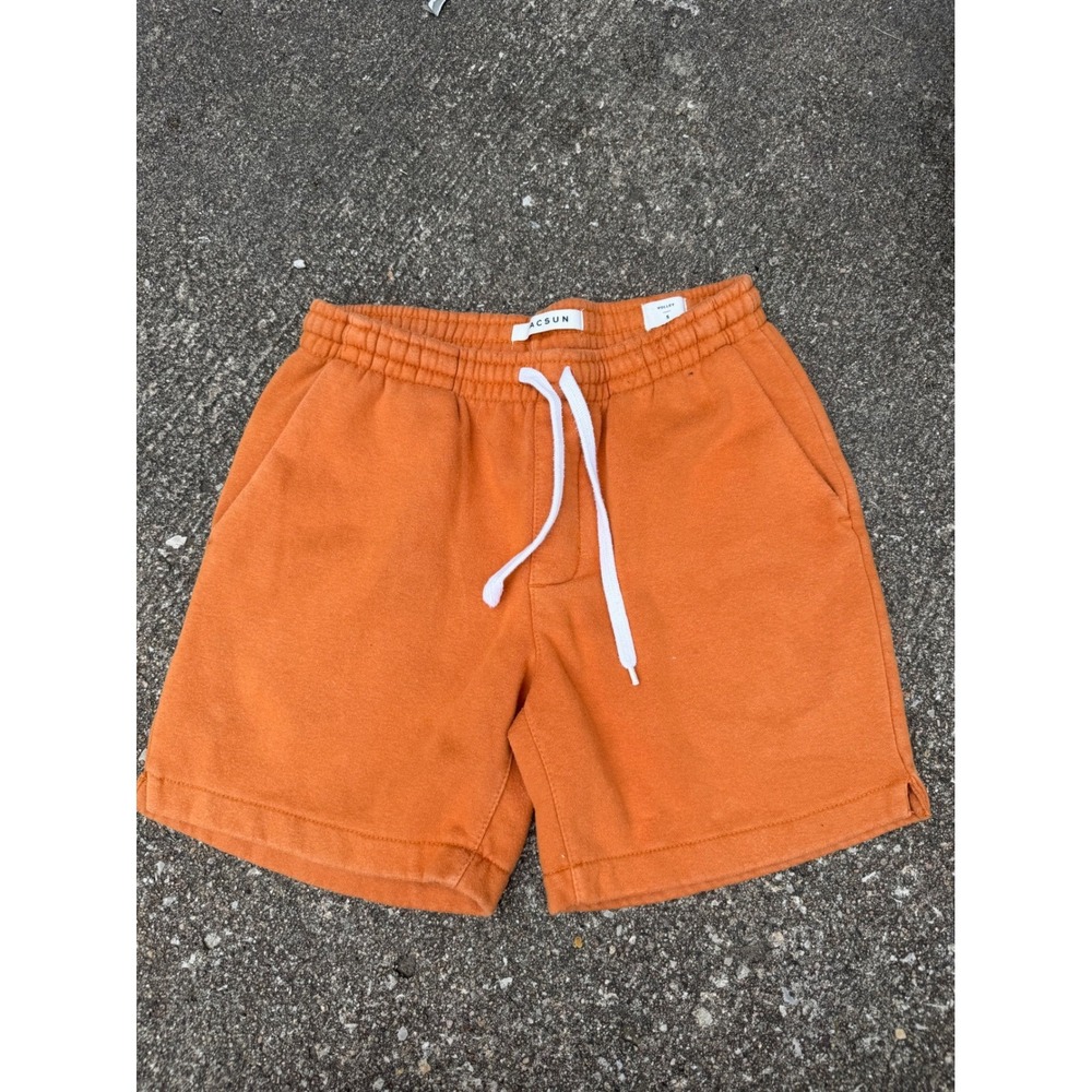PacSun Volley Mens Small Burnt Orange Fleece Sweat Shorts Elastic Drawstring